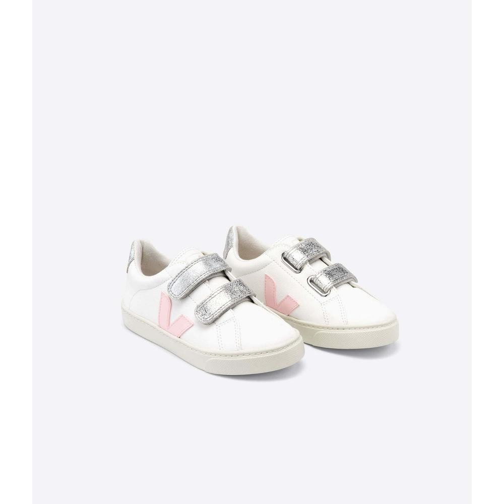 Kids' Veja ESPLAR CHROMEFREE Shoes White/Pink | ZA 731PJJ